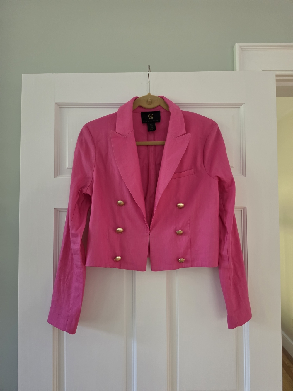 NWOT House Of Harlow Linen Bright Pink Crop Blazer